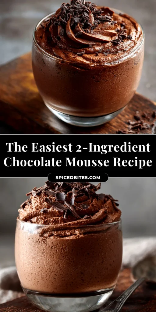 2-Ingredient Mousse (The Easiest, Creamiest Chocolate Dessert) 4 An easy 2-ingredient mousse served in a glass dish, showing its creamy texture. The perfect quick and simple chocolate dessert recipe.