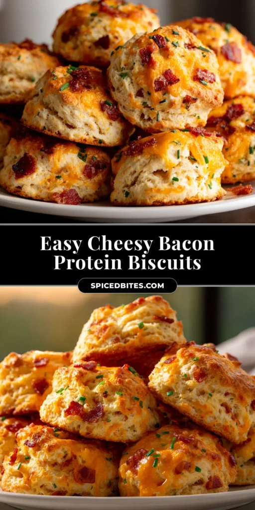 Breakfast Protein Biscuits: The Ultimate Healthy & Hearty Start 3 A stack of delicious Breakfast Protein Biscuits on a plate, with one split open to show the fluffy, cheesy inside. Perfect for a healthy, high-protein start to the day.