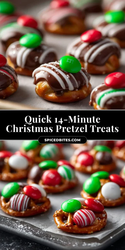 Christmas Pretzels: The Easiest Holiday Treat 3 A beautiful flat lay of festive Christmas pretzels dipped in white chocolate and decorated with red and green sprinkles on a wooden board. The perfect easy holiday treat recipe.