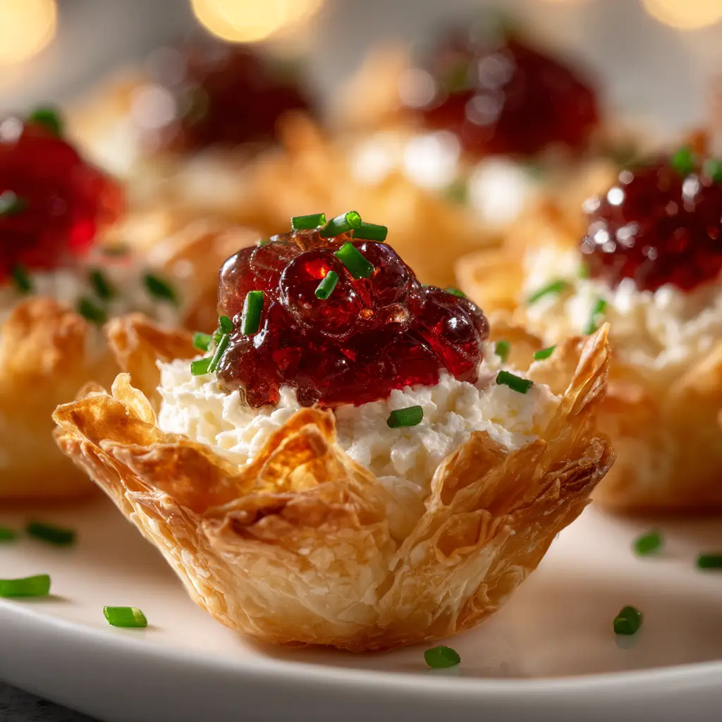 Cranberry Pepper Jelly Appetizer: The Easiest Holiday Recipe 1 A cracker spread with the sweet and spicy cranberry pepper jelly appetizer, ready to be eaten.