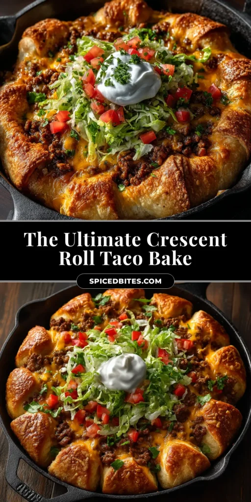 A delicious slice of Crescent Roll Taco Bake on a white plate, showing the layers of crescent crust, seasoned ground beef, and melted cheese.