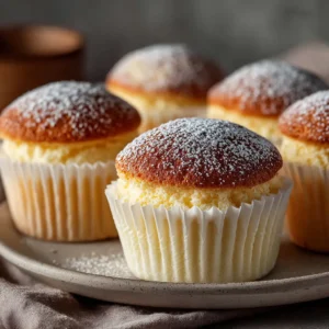 Japanese Cotton Cheesecake Cupcakes: The Ultimate Guide to Fluffy Perfection 4 Several fluffy Japanese cotton cheesecake cupcakes arranged on a serving platter, highlighting their soft, cloud-like appearance.
