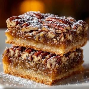Pecan Pie Bars: The Ultimate Guide to a Gooey, Foolproof Treat 4 A close-up shot of two pecan pie bars, highlighting the gooey pecan filling and distinct layers.