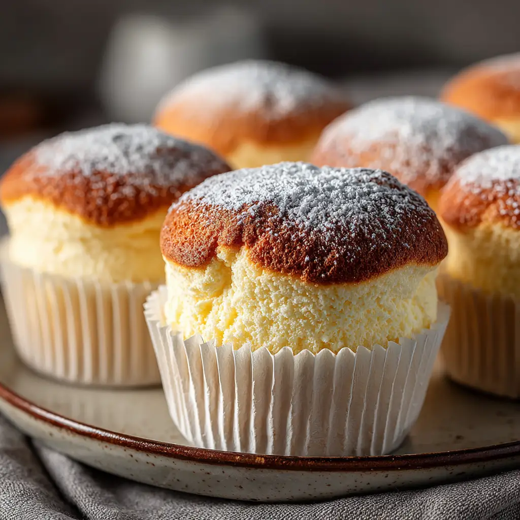 Japanese Cotton Cheesecake Cupcakes: The Ultimate Guide to Fluffy Perfection 1 A Japanese cotton cheesecake cupcake cut in half to show the incredibly soft and airy internal crumb structure.