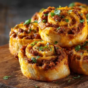 Taco Pinwheels Recipe (Easy & Cheesy!) 4 A close-up view of baked taco pinwheels, showing the melted cheese and golden-brown tortilla.