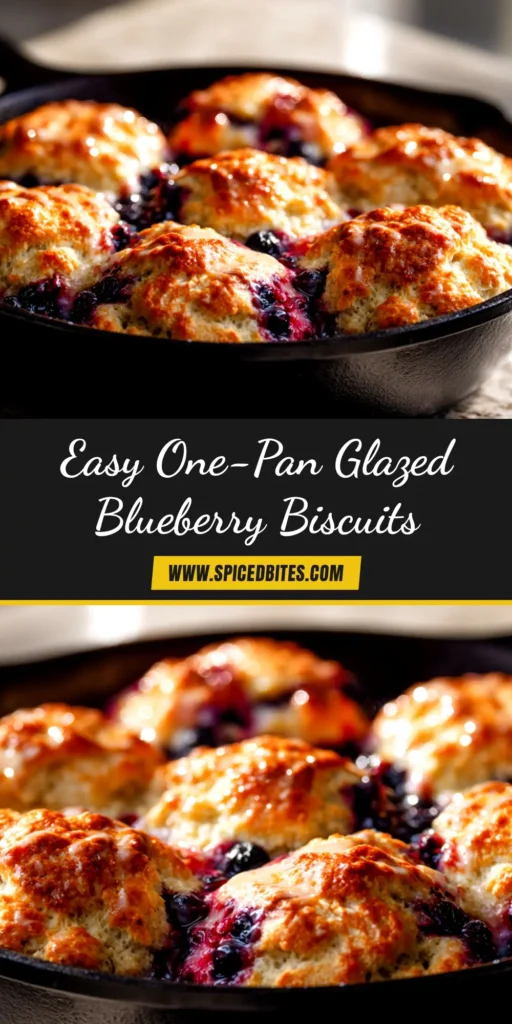 A pan of golden brown Blueberry Butter Swim Biscuits, showing their fluffy tops and crispy, buttery edges. A perfect easy breakfast or brunch recipe.