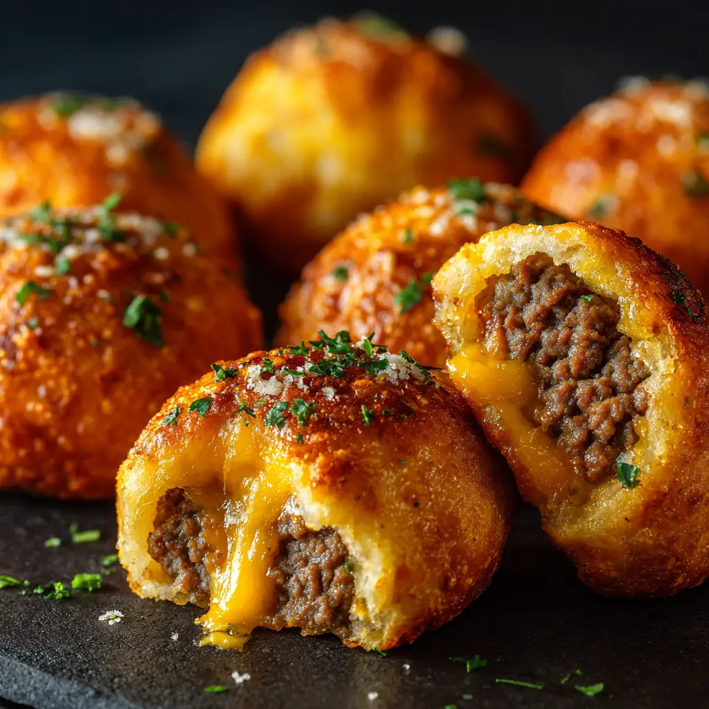 Garlic Parmesan Cheeseburger Bombs: The Ultimate Guide 1 A batch of cheeseburger bombs arranged on a baking sheet before going into the oven, showing the assembly process.