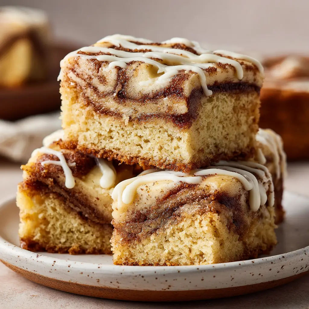 Cinnamon Roll Bars: The Ultimate Gooey & Easy Recipe 1 A close-up of a cinnamon swirl bar with tangy cream cheese icing, ready to be eaten.