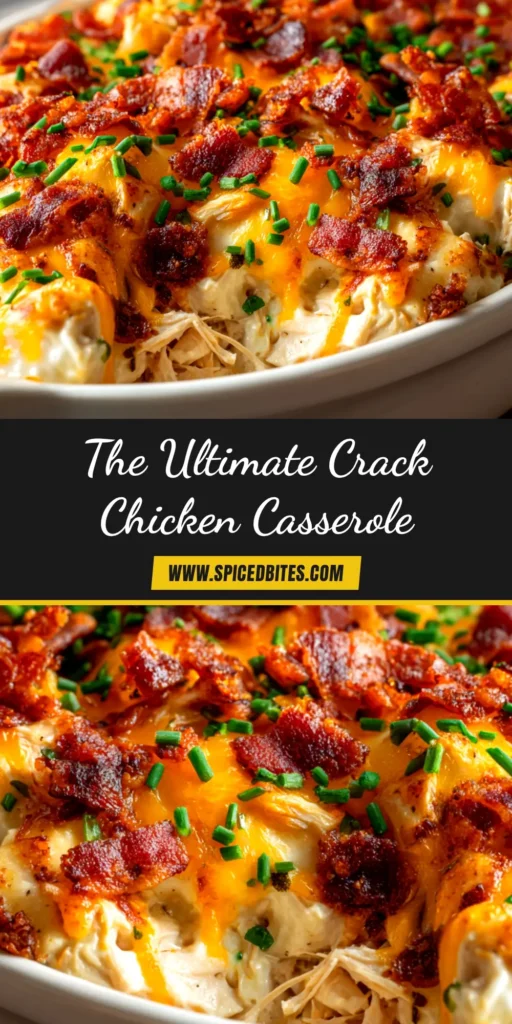 Crack Chicken Casserole (The Ultimate Cheesy Bacon Ranch Bake) 4 A delicious Crack Chicken Casserole with bacon and green onions in a white baking dish, perfect for an easy weeknight dinner.