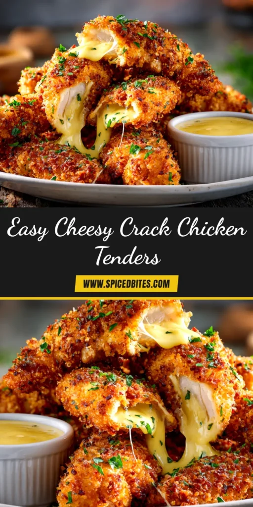 A platter of crispy golden-brown Crack Chicken Tenders, topped with melted cheddar cheese, bacon, and fresh chives. The ultimate cheesy bacon ranch chicken recipe.