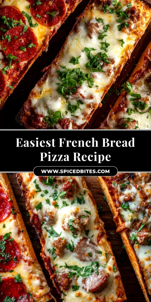 French Bread Pizza: The Ultimate Guide to a Crispy, Cheesy Classic 3 An overhead shot of a perfectly baked French Bread Pizza, sliced and ready to serve, with melted mozzarella cheese and pepperoni on a crispy loaf.