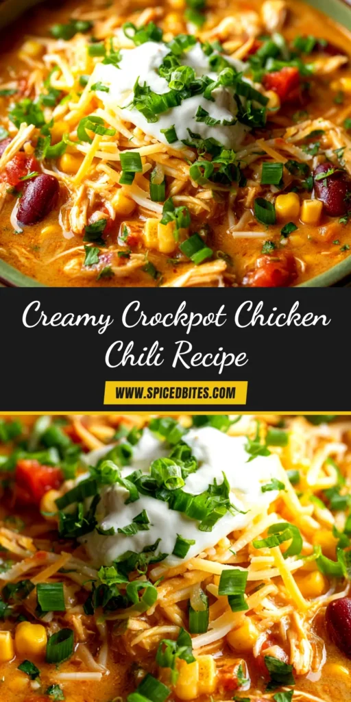 A mouth-watering bowl of Crockpot Cream Cheese Chicken Chili, garnished with fresh cilantro and shredded cheese, showcasing its rich and creamy texture.