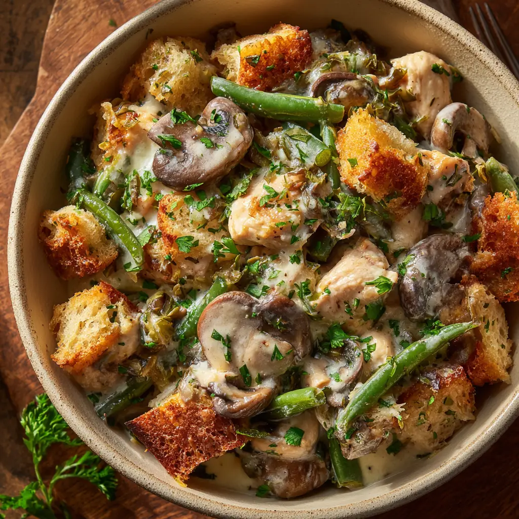 Slow Cooker Chicken and Stuffing: The Easiest Comfort Meal 1 A scoop of easy slow cooker chicken and dressing on a spoon, ready to be eaten. This showcases the creamy texture of the final dish.