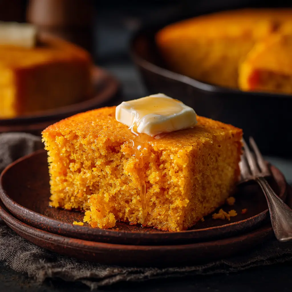 Sweet Potato Cornbread: The Ultimate Moist & Easy Recipe 1 A pan of freshly baked sweet potato cornbread, golden brown and ready to be sliced.