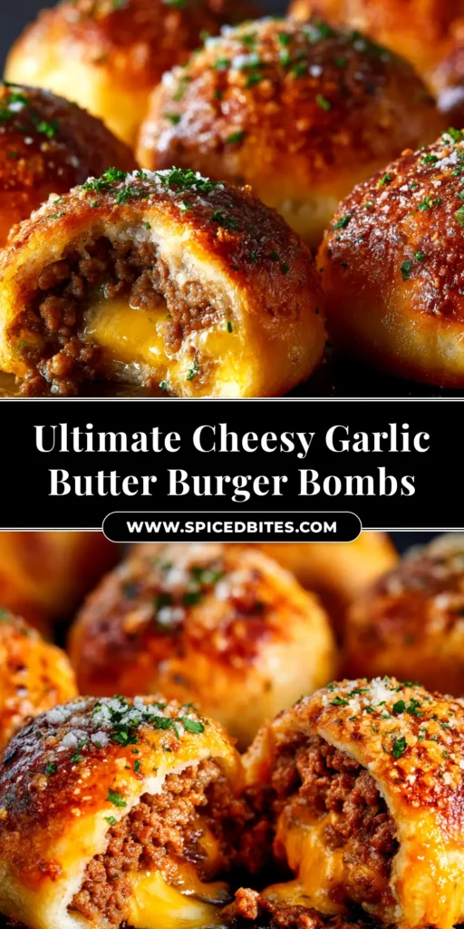 Garlic Parmesan Cheeseburger Bombs: The Ultimate Guide 3 A platter of golden-brown Garlic Parmesan Cheeseburger Bombs, garnished with fresh parsley and ready to be served as a delicious party appetizer.