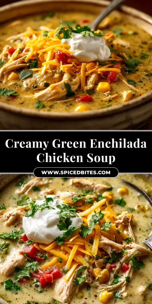 Green Enchilada Chicken Soup: The Ultimate 30-Minute Comfort Meal 3 A top-down view of a bowl of creamy Green Enchilada Chicken Soup, garnished with tortilla strips, fresh cilantro, and a lime wedge.