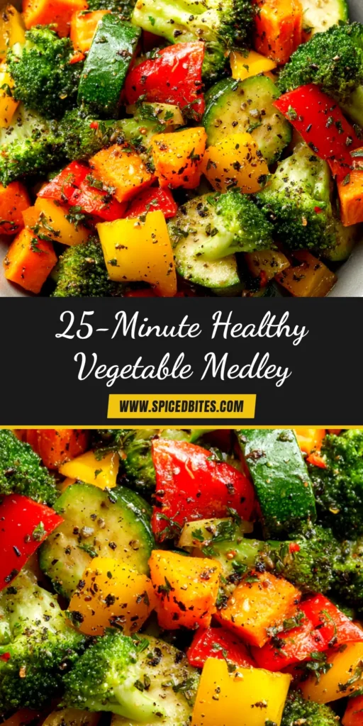 A top-down view of a colorful and healthy vegetable medley recipe, perfectly roasted and seasoned, ready to be served as a delicious side dish.