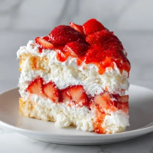 Heaven on Earth Cake: The Ultimate No-Bake Dessert Recipe 4 A pristine slice of layered cherry dessert on a white plate, showcasing the distinct layers of angel food cake, vanilla pudding, and cherry filling.