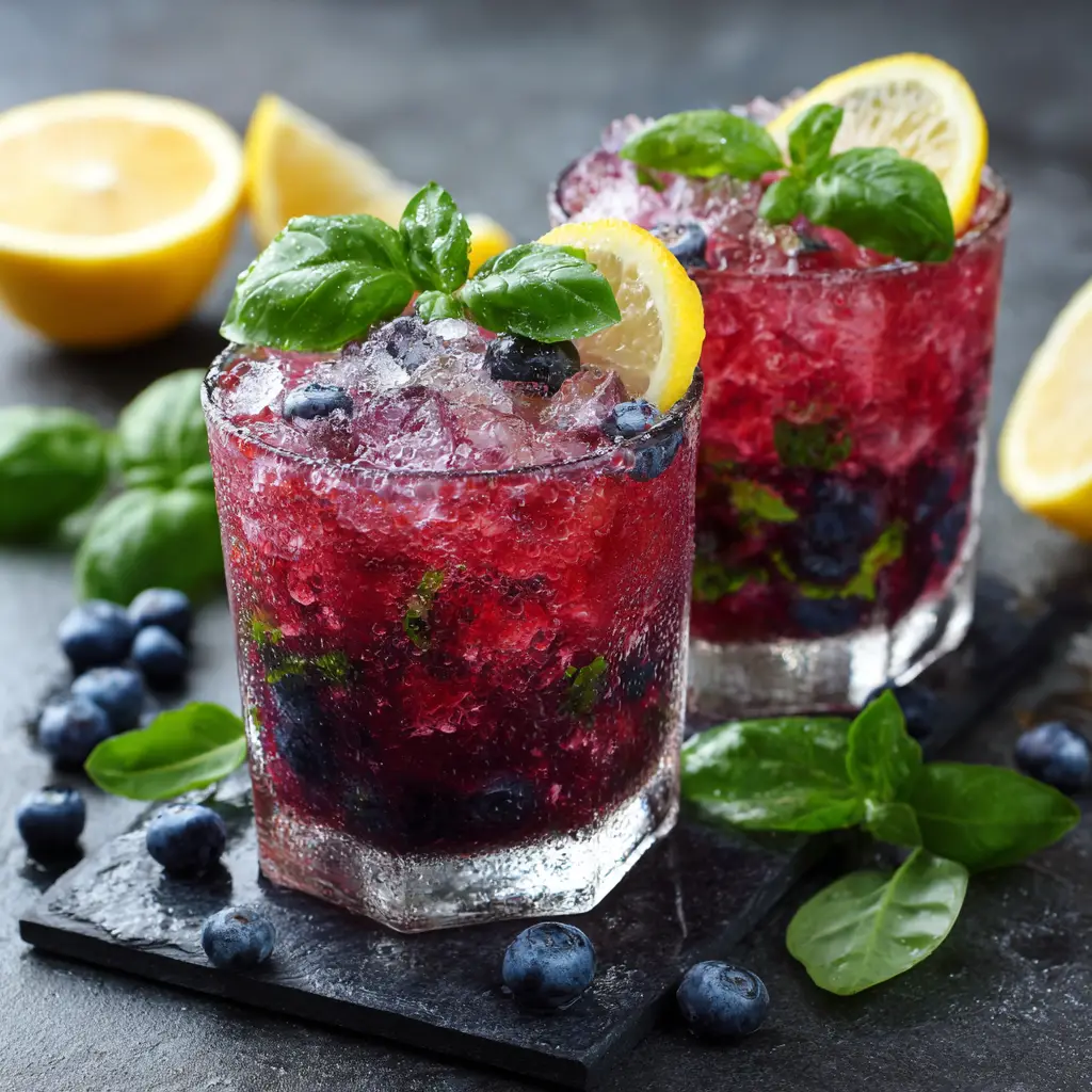 Blueberry Mocktail (Refreshing & Easy Recipe) 1 A homemade blueberry mint mocktail being poured into a glass, ready to be enjoyed.