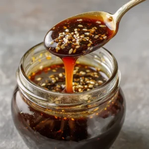 Homemade Teriyaki Sauce (Quick & Easy Recipe) 3 A close-up shot of a spoon scooping thick, glossy homemade teriyaki sauce from a bowl, highlighting its perfect texture.