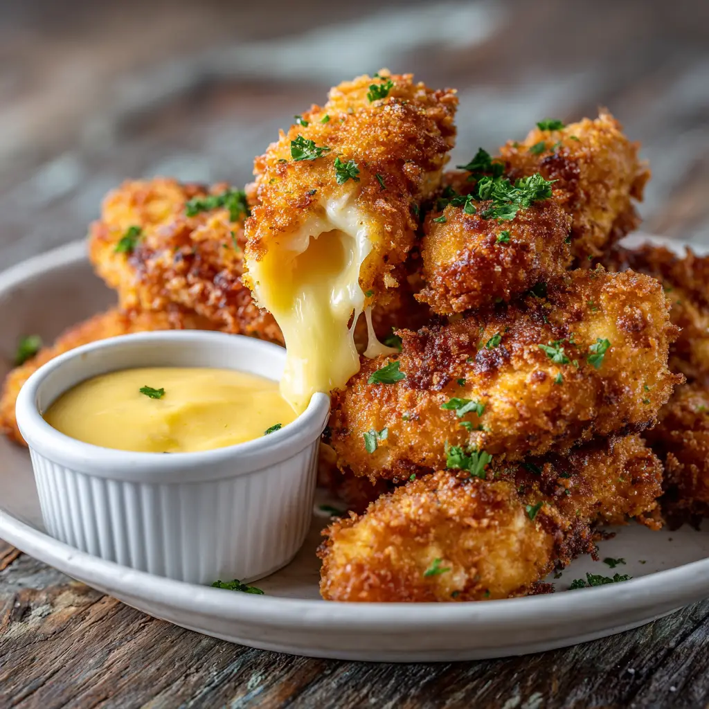 A batch of crack chicken tenders being prepared on a baking sheet before going into the oven, with the cream cheese topping spread over the breading.