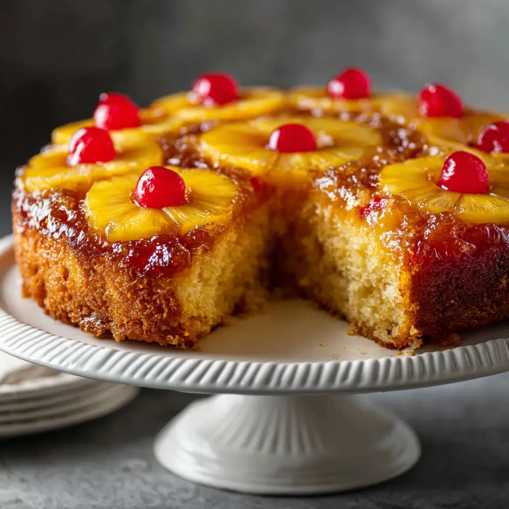 Pineapple Upside-Down Cake: A Foolproof Recipe for a Classic Dessert 1 The process of assembling the Pineapple Upside-Down cake, showing the batter being poured over the pineapple rings in the pan.