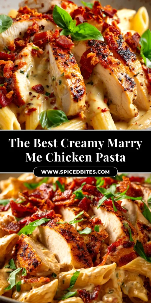 Marry Me Chicken Pasta (The Only Recipe You'll Ever Need) 3 A stunning overhead shot of Marry Me Chicken Pasta in a white bowl, showing the creamy sun-dried tomato sauce, tender chicken, and fresh basil garnish.