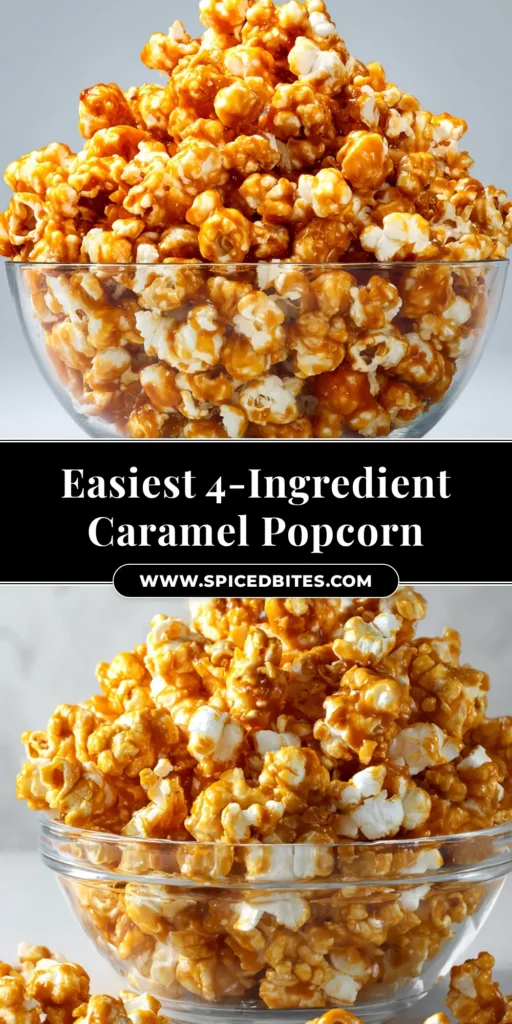 Marshmallow Caramel Popcorn: The Ultimate Gooey & Chewy Treat 3 A large bowl of gooey Marshmallow Caramel Popcorn, with individual pieces scattered in the foreground showing the chewy caramel texture.