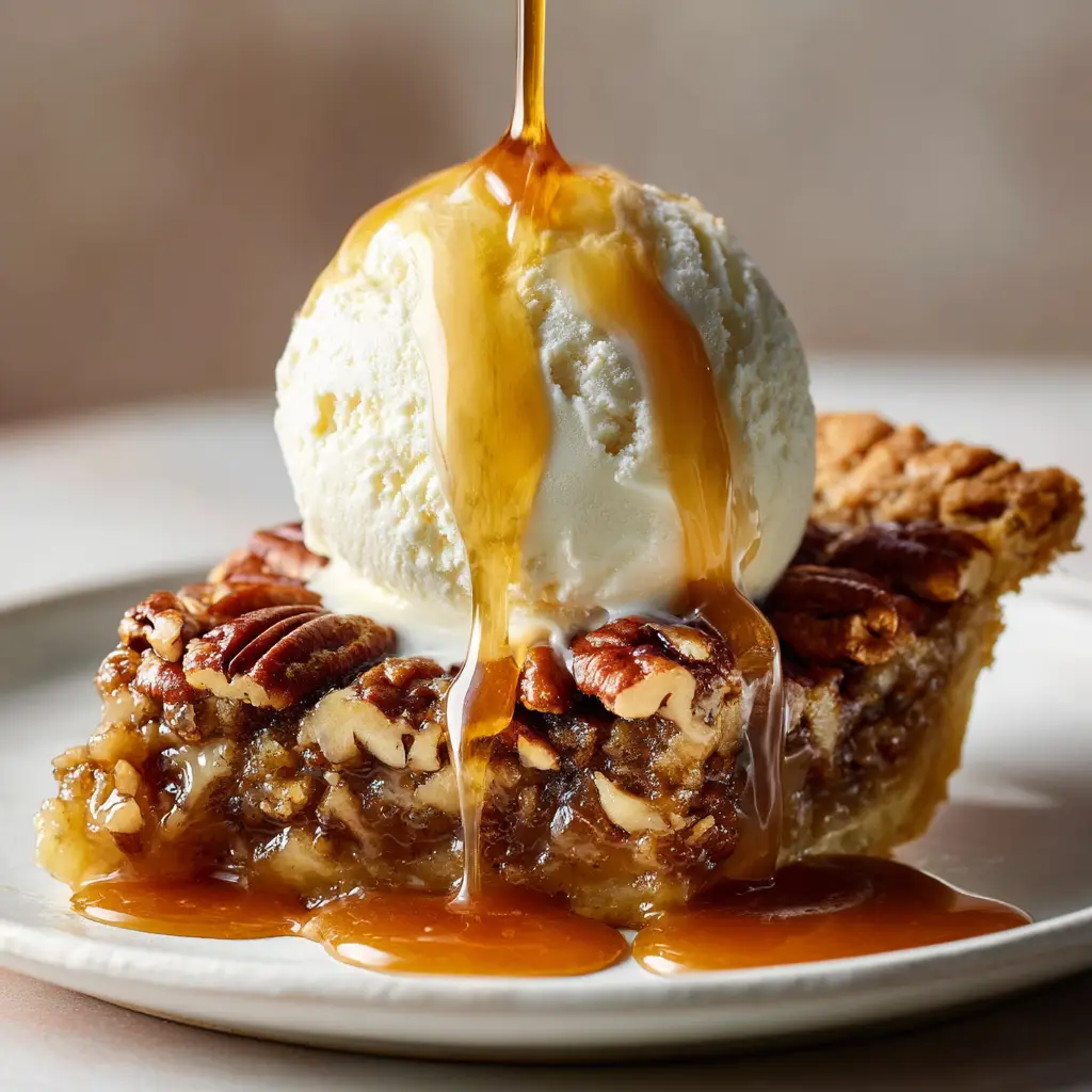 Pecan Pie Cobbler: The Easiest, Gooiest Dessert You'll Ever Make 1 A spoonful of warm pecan pie cobbler being lifted from the dish, stretching the caramel-like filling.