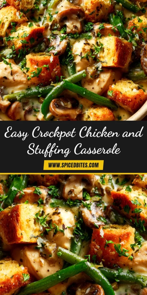 Slow Cooker Chicken and Stuffing: The Easiest Comfort Meal 3 A delicious serving of Slow Cooker Chicken and Stuffing in a white bowl, garnished with fresh parsley. The ultimate easy comfort food recipe.