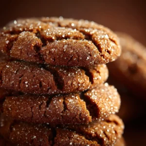 Chewy Molasses Cookies: The Ultimate Guide to Soft, Spiced Perfection 4 A close-up shot of a stack of old-fashioned spiced molasses cookies, showing the crackled, sugar-coated tops and highlighting their soft texture.