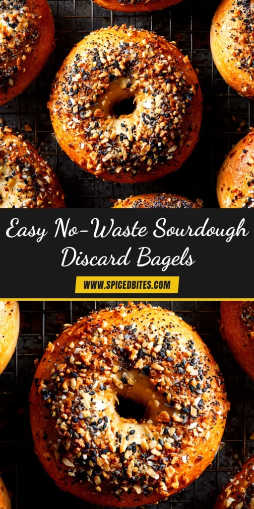 Sourdough Discard Bagels: The Easiest Recipe for a Chewy Crust 4 A stack of freshly baked Sourdough Discard Bagels with a chewy crust and everything bagel seasoning.