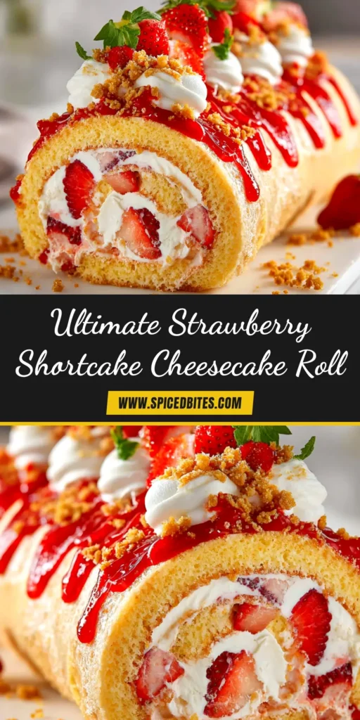 Strawberry Shortcake Cheesecake: The Ultimate Creamy & Crunchy Dessert 3 A beautiful slice of Strawberry Shortcake Cheesecake on a white plate, showing the creamy filling, shortbread crust, and a generous topping of fresh strawberries and strawberry crunch crumble.