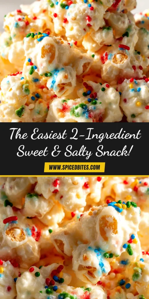 Almond Bark Puffcorn: The Easiest, Most Addictive Snack You'll Ever Make 3 A large bowl of almond bark puffcorn with colorful sprinkles, shown next to a smaller serving bowl, ready for a party.
