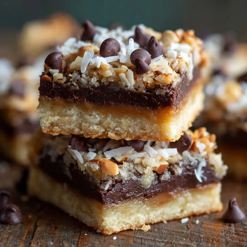 Almond Joy Cookie Bars: The Ultimate Chewy & Gooey Treat 1 Almond Joy Cookie Bars being cut into squares in a baking pan, showing the buttery shortbread crust.