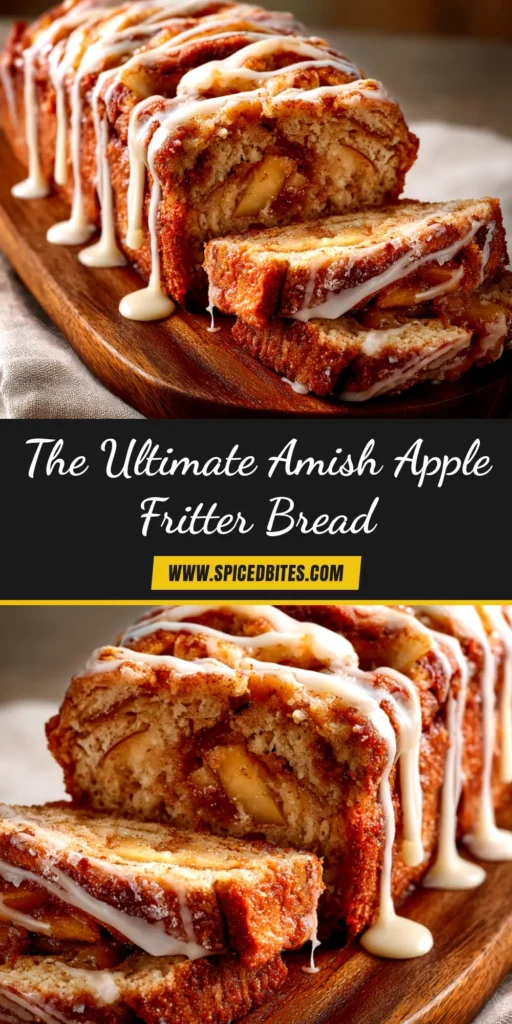 Apple Fritter Bread: The Ultimate Moist & Easy Recipe 4 A beautiful slice of moist Apple Fritter Bread on a plate, drizzled with a thick vanilla glaze and showing chunks of apple inside.