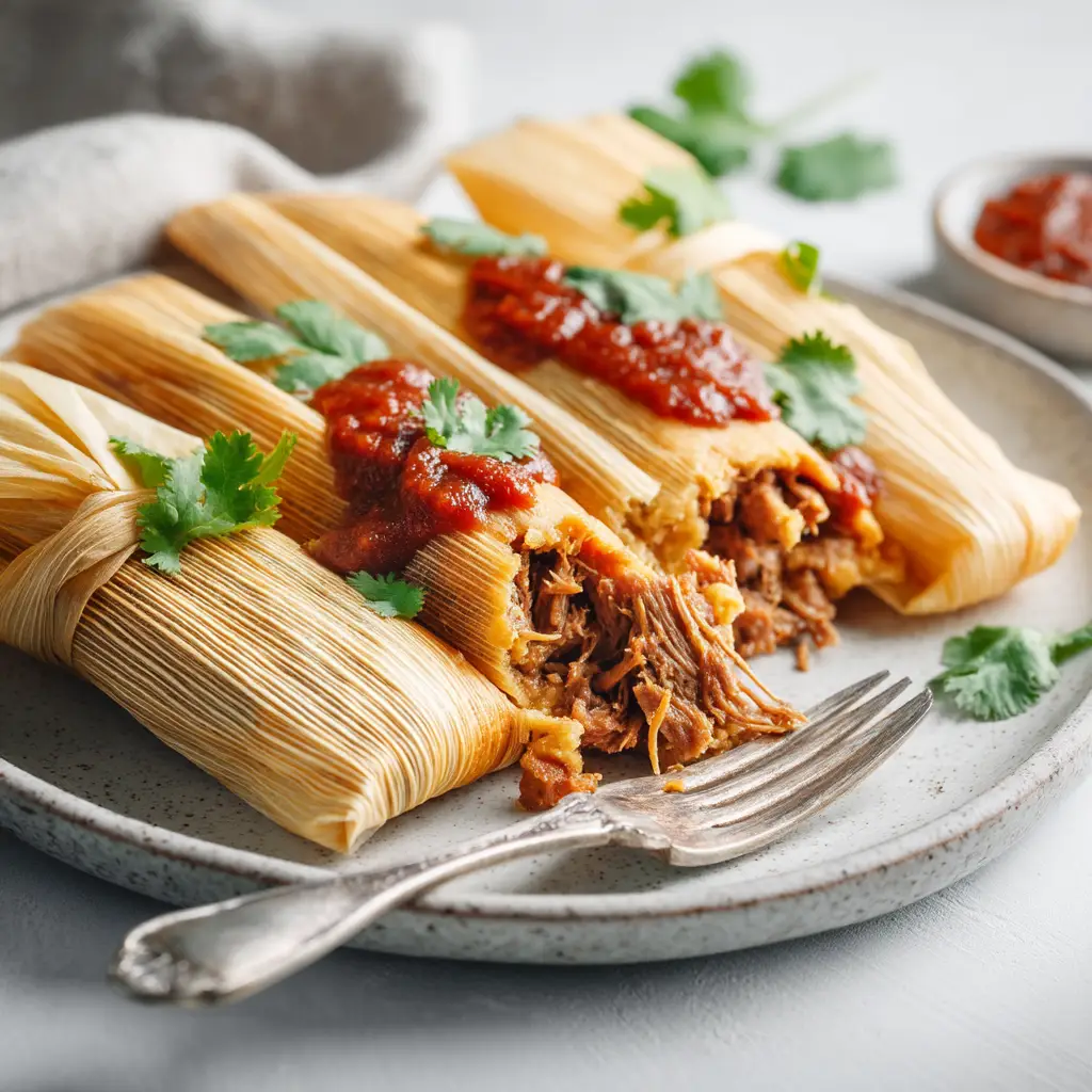Homemade Tamales Recipe: A Foolproof Step-by-Step Guide 1 A batch of homemade tamales being assembled, with masa spread on corn husks and savory red chile pork being added as filling.