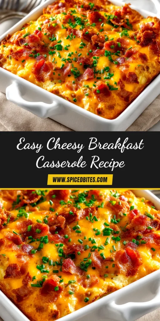 Bacon and Sausage Breakfast Casserole: The Ultimate Make-Ahead Recipe 3 A top-down view of a golden-baked bacon and sausage breakfast casserole in a white baking dish, ready to be served.