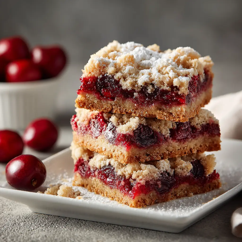 Cherry Crumb Bars: The Easiest, Most Buttery Recipe 1 A square cherry crumb bar on a piece of parchment paper, ready to be served, highlighting the thick layers of crust, filling, and topping.