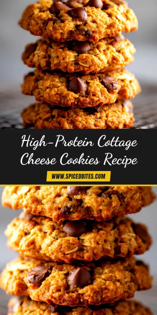 Cottage Cheese Protein Cookies (The BEST Healthy Recipe!) 3 A stack of delicious cottage cheese protein cookies with chocolate chips, highlighting a healthy and easy recipe.