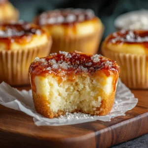 Creme Brulee Cheesecake Cupcakes: The Ultimate Dessert Mashup 4 A tray of freshly baked creme brulee cheesecake cupcakes before the sugar topping has been added, showing the golden graham cracker crust.