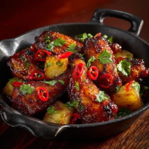 Pineapple Cowboy Candy Chicken Wings: Sweet, Spicy & Sticky! 4 A close-up shot of baked Pineapple Cowboy Candy Chicken Wings on a wire rack, showing off their crispy skin and caramelized glaze.