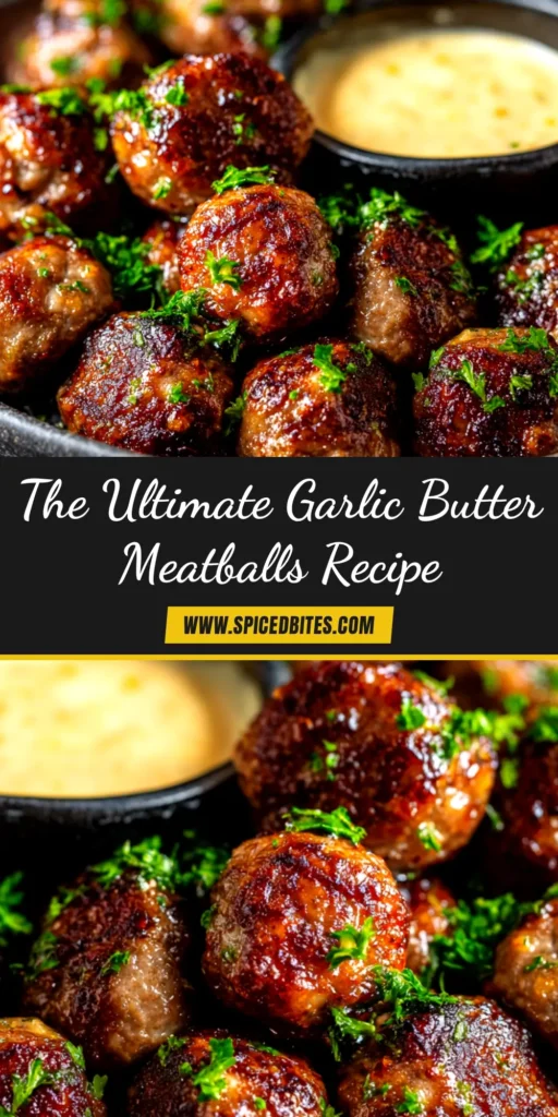 Garlic Butter Meatballs (The Only Recipe You'll Ever Need) 4 A close-up overhead shot of Garlic Butter Meatballs in a cast-iron skillet, glistening in a rich sauce and garnished with fresh parsley.