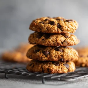 Cottage Cheese Protein Cookies (The BEST Healthy Recipe!) 4 A tempting stack of four healthy protein cookies made with cottage cheese, ready to eat.