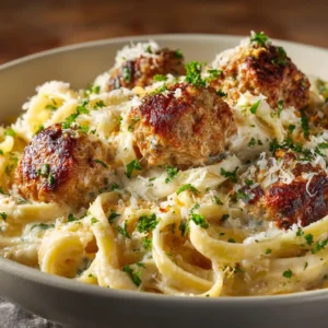 Garlic Butter Meatballs: The Ultimate Recipe for Dinner Tonight 4 A close-up shot of homemade meatballs simmering in a creamy garlic butter sauce in a black cast iron skillet.