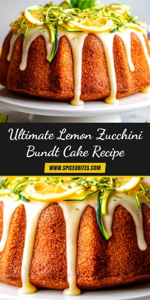 Lemon Zucchini Bundt Cake (The Ultimate Moist & Zesty Recipe) 4 An overhead shot of a golden lemon zucchini bundt cake on a white plate, drizzled with a thick lemon glaze and garnished with fresh lemon zest.