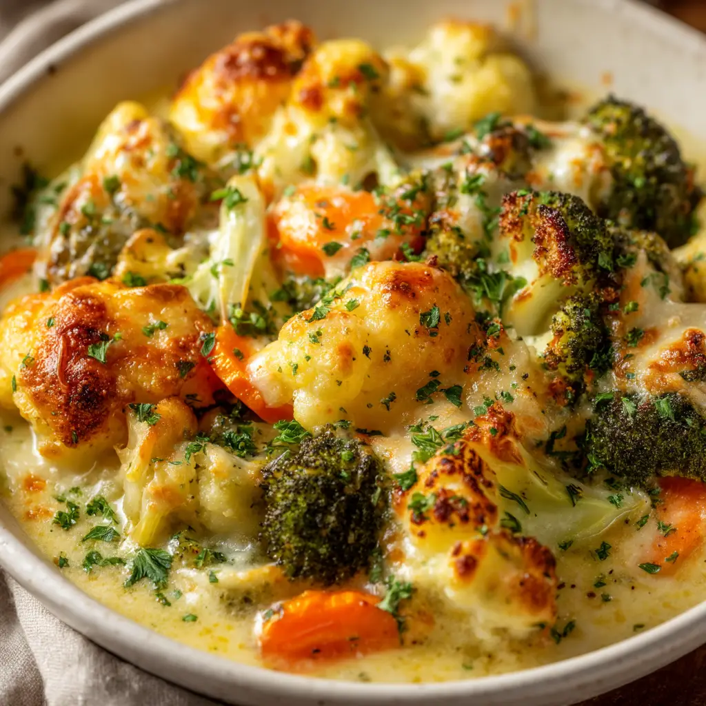 Vegetable Casserole: The Ultimate Creamy & Cheesy Bake 1 The ingredients for the mixed vegetable casserole arranged on a wooden board, including broccoli, cheese, carrots, and spices.