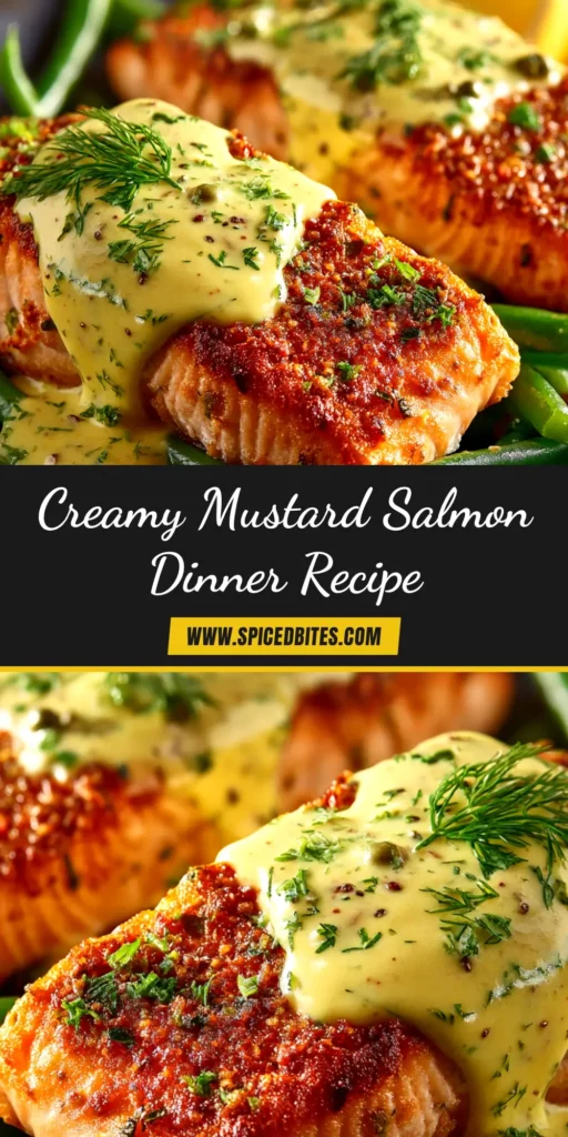 Salmon with Mustard Cream Sauce (Restaurant-Quality at Home) 3 A top-down view of two salmon with mustard cream sauce fillets in a skillet, garnished with fresh dill. The creamy sauce pools around the perfectly seared salmon.