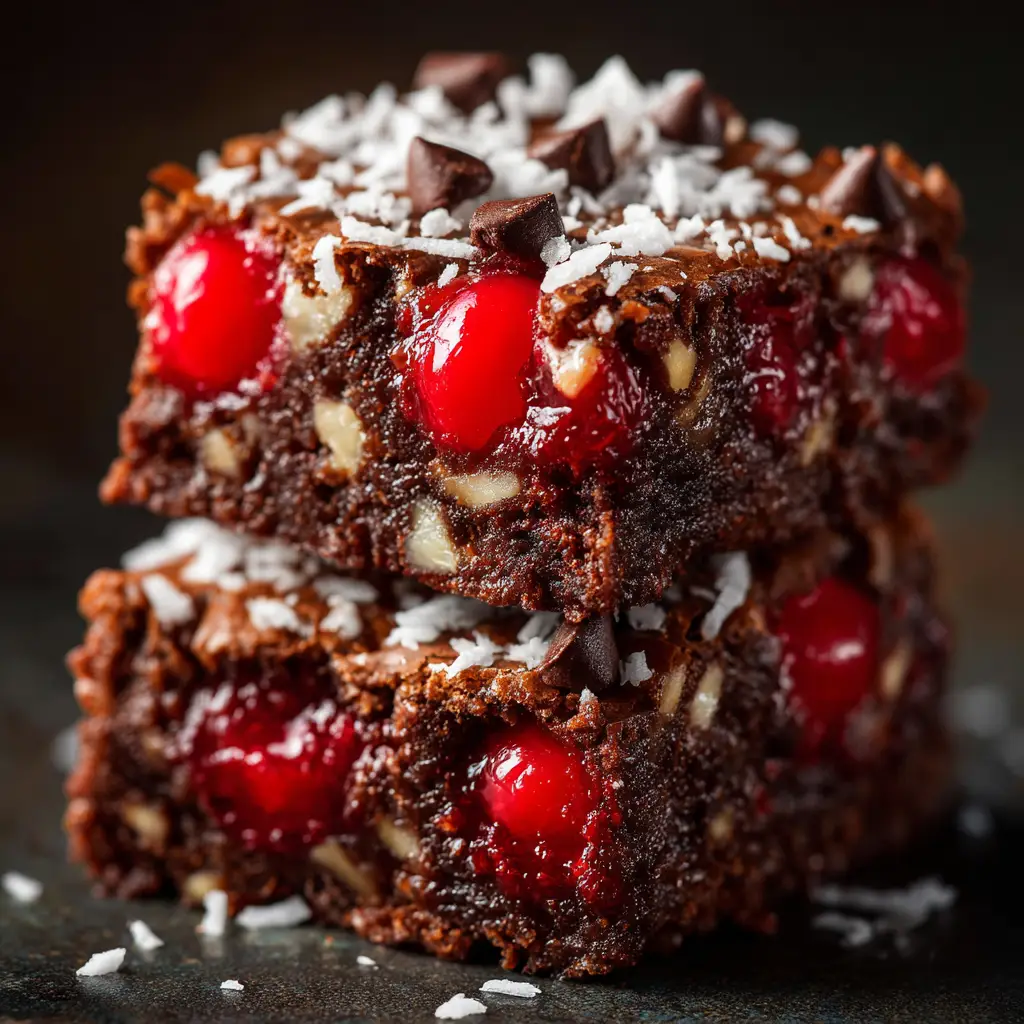 Chocolate Cherry Bars: The Ultimate Decadent Treat 1 A plated serving of chocolate cherry bars ready to eat, emphasizing the rich, glossy chocolate ganache topping.