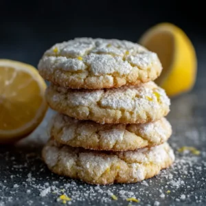 Lemon Sugar Cookies: The Ultimate Recipe for Soft & Chewy Treats 3 A beautiful stack of chewy lemon sugar cookies on a piece of parchment paper, showcasing their golden edges and soft centers.